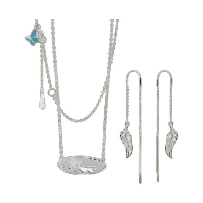 Sydney Leigh Feather Necklace & Earrings Set