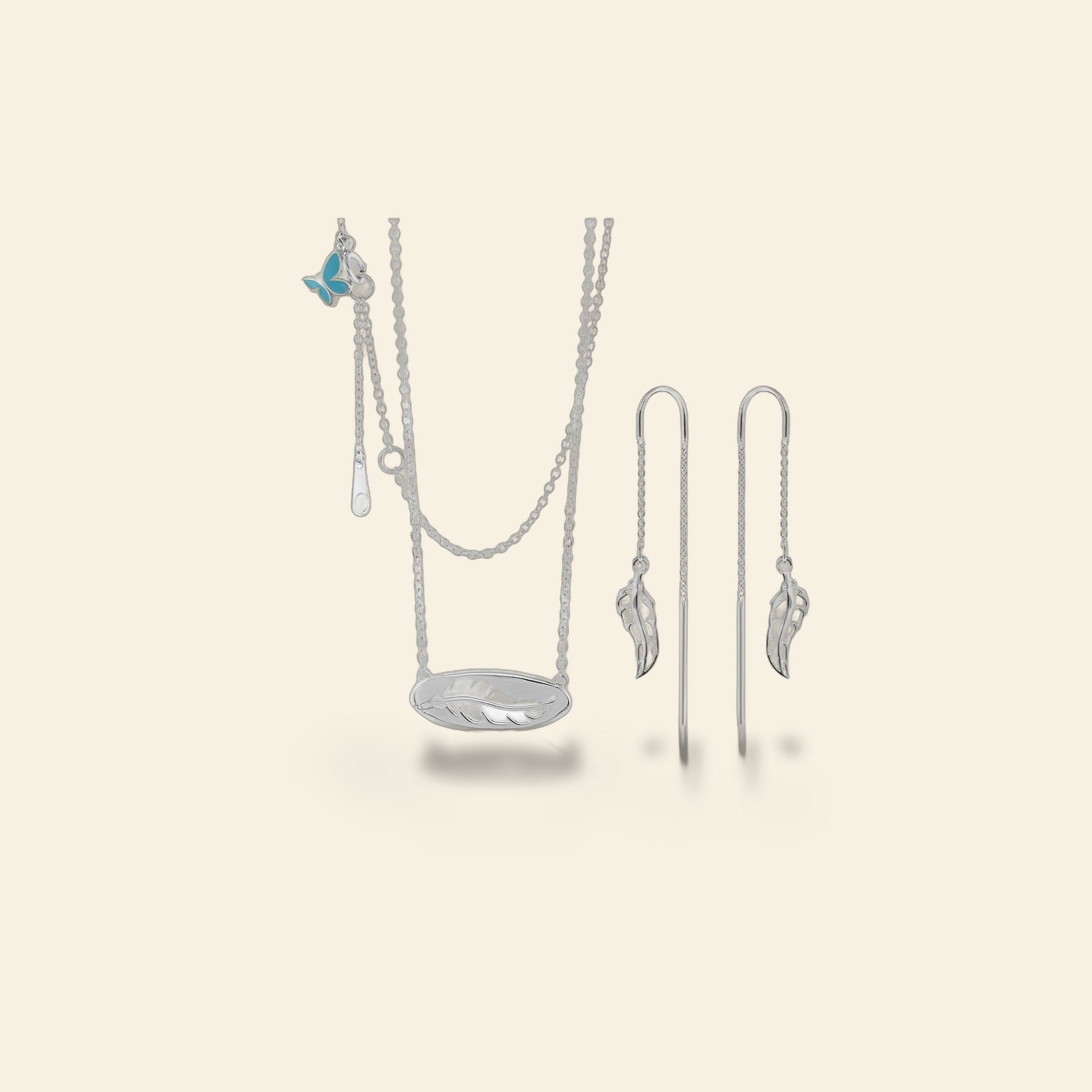 Sydney Leigh Feather Necklace & Earrings Set