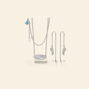 Sydney Leigh Feather Necklace & Earrings Set