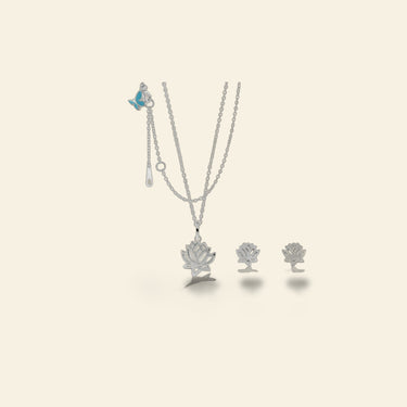 Sydney Leigh Lotus Flower Necklace & Earrings Set