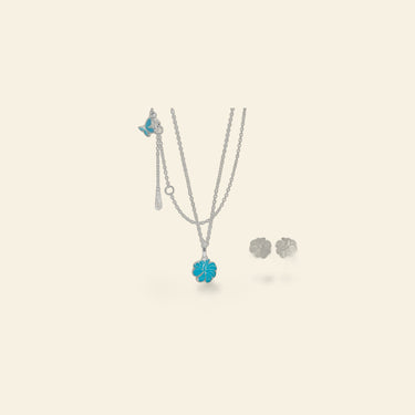 Sydney Leigh Hibiscus Flower Necklace & Earrings Set