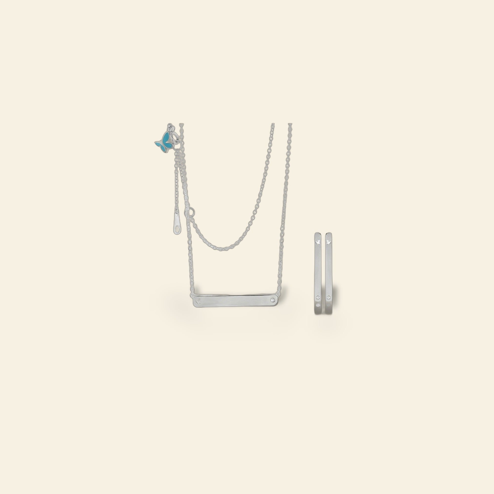 Sydney Leigh Engravable Bar Necklace & Earrings Set