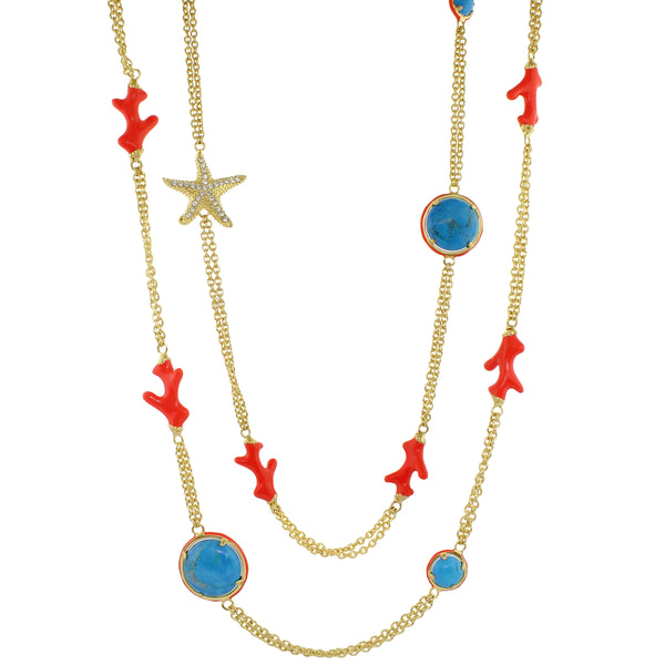 Pretty Little Things Coral Long Necklace