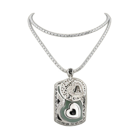 Art Deco Pendant Necklace — Heart Tag