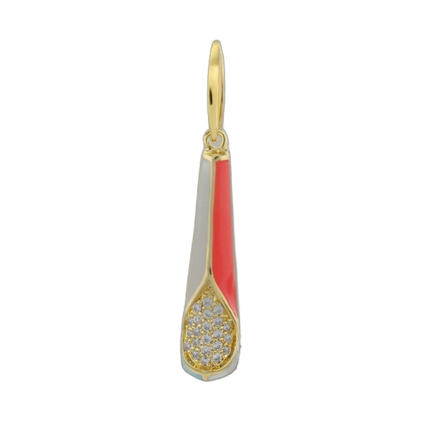 Petit Gateau Pendant — Enamel Stripe Pavé Taper