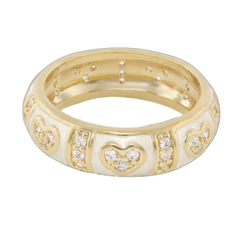 Pave Love Stackable Ring — Domed Heart Band