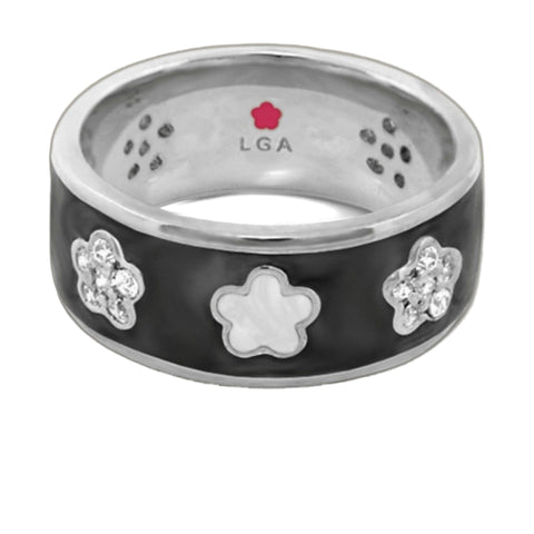 Daisy Love Band Ring — Pavé & Enamel Flowers