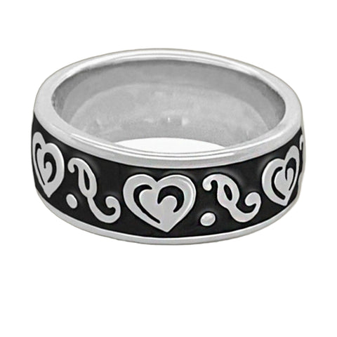 Hidden Hearts Ring — Enamel Scroll Band