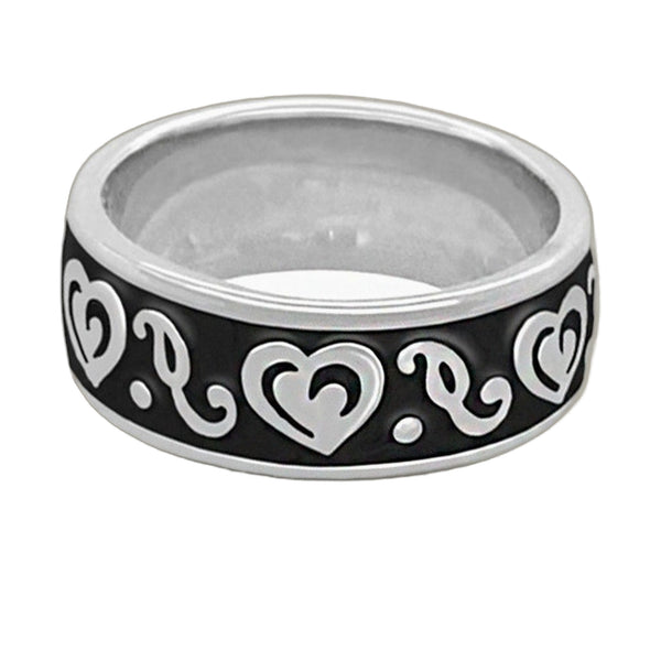 Hidden Hearts Ring — Enamel Scroll Band