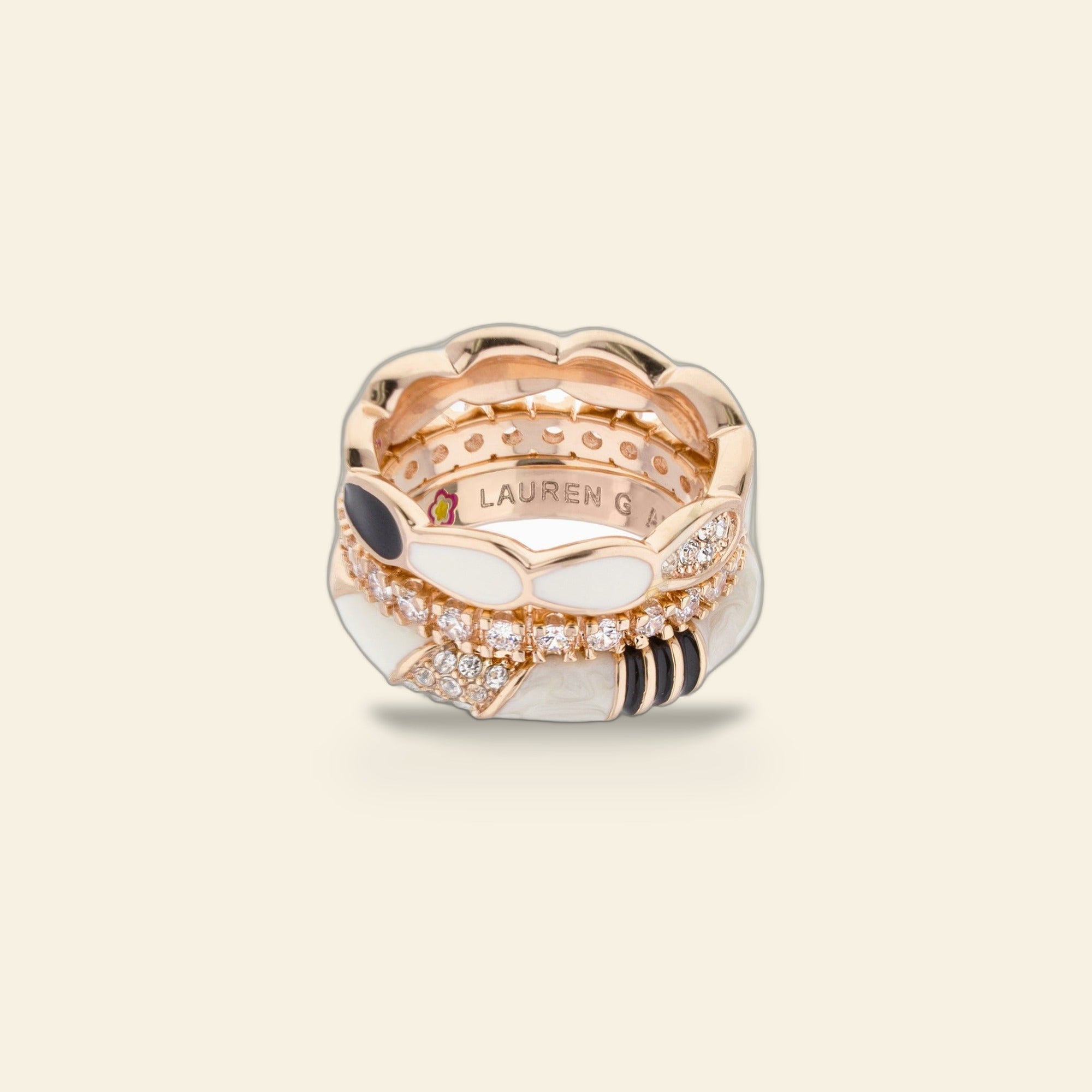 Moon Flower Stackable Ring Set