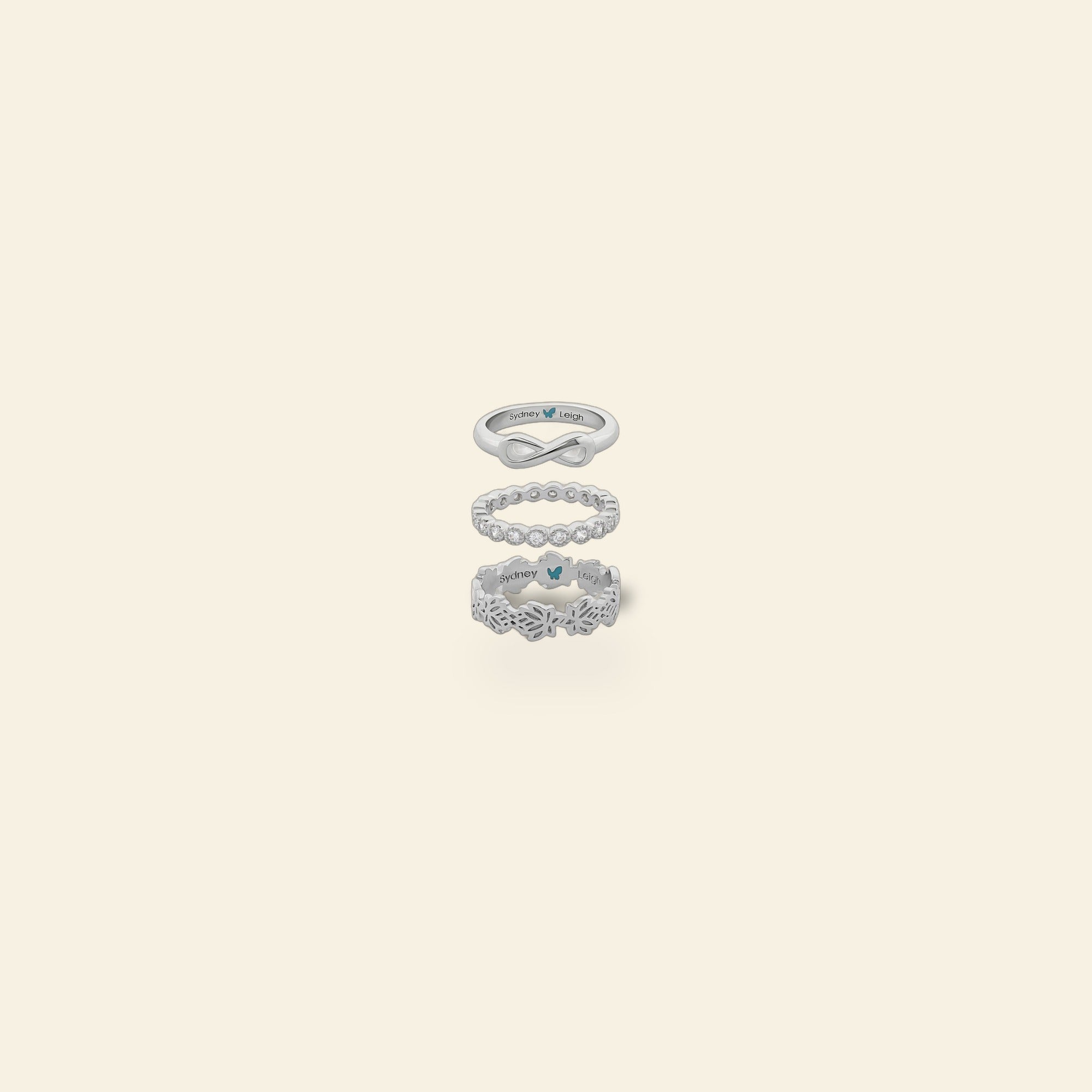 Sydney Leigh Infinity & Lotus Flower Rings Set of 3