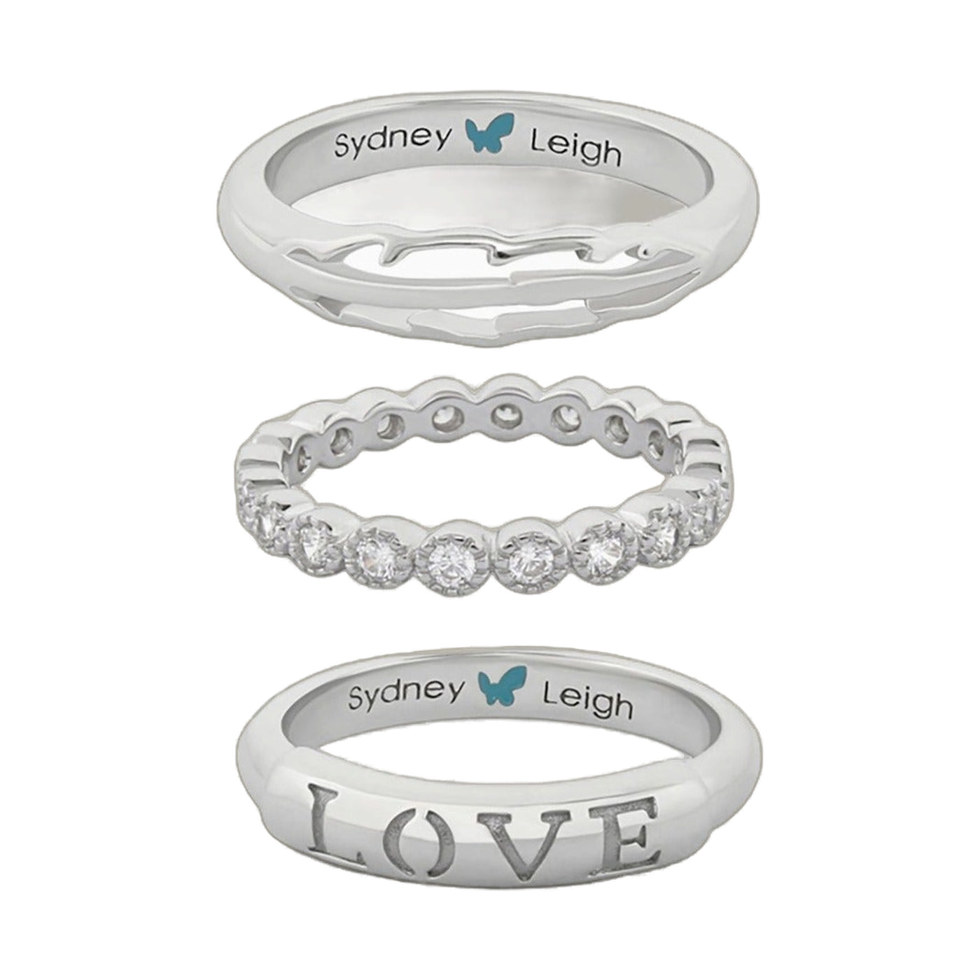 Sydney Leigh Feather & Love Rings Set of 3