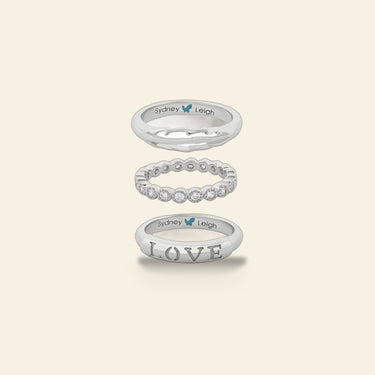 Sydney Leigh Feather & Love Rings Set of 3