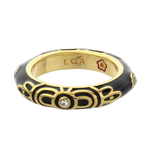 Petit Gateau Stackable Ring — Black Scrollwork