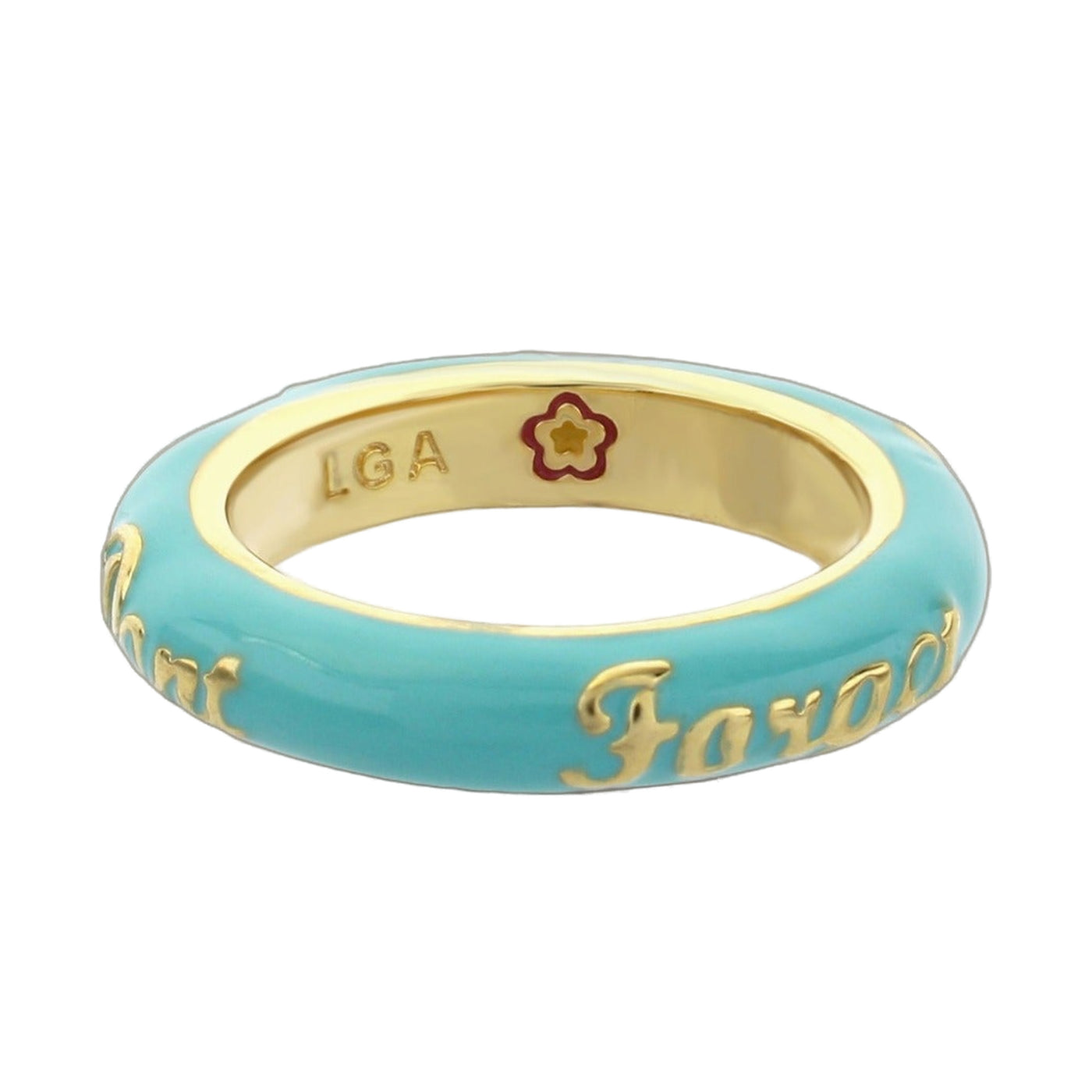 Petit Gateau Stackable Ring — Turquoise Script