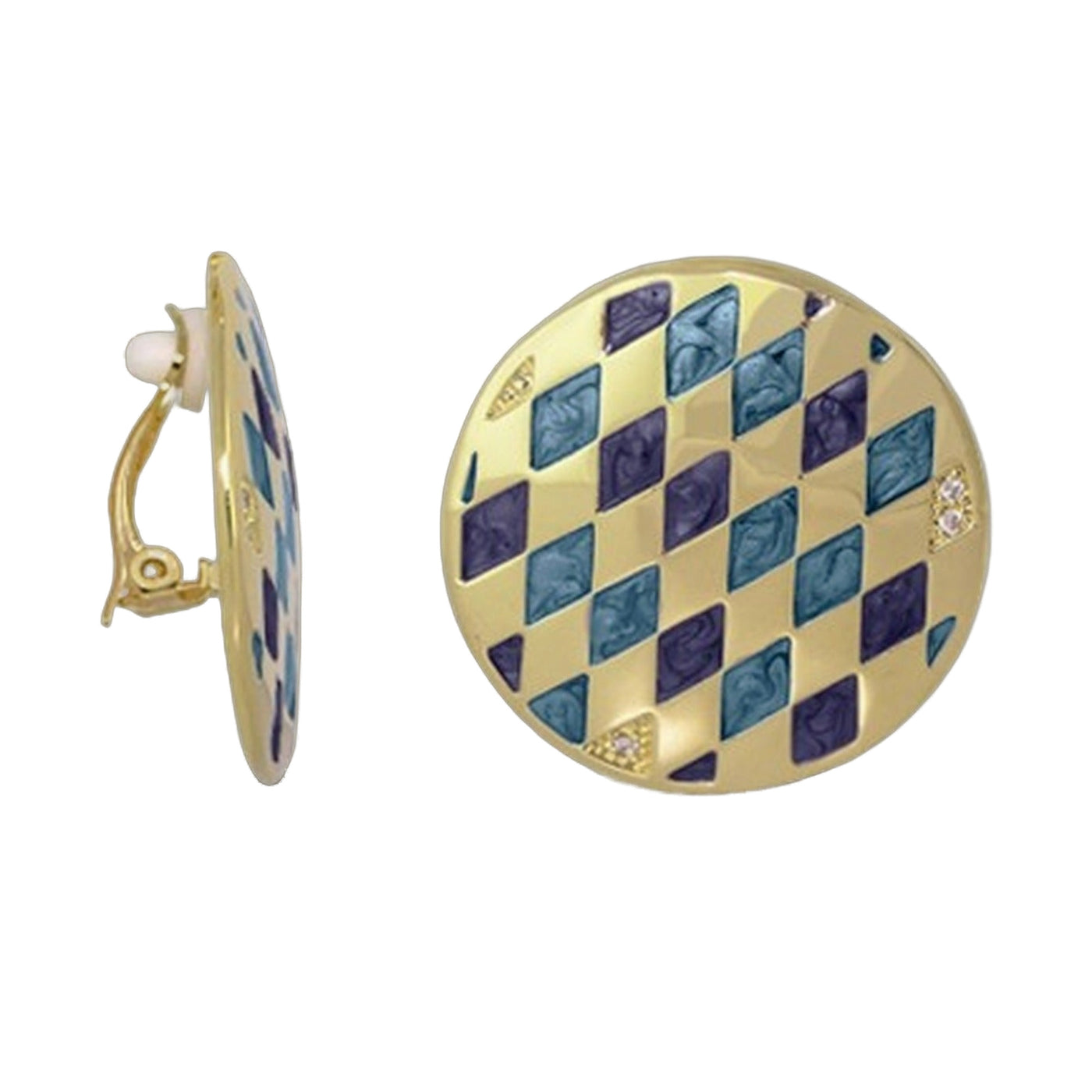 Retro Disks Earring — Harlequin Check