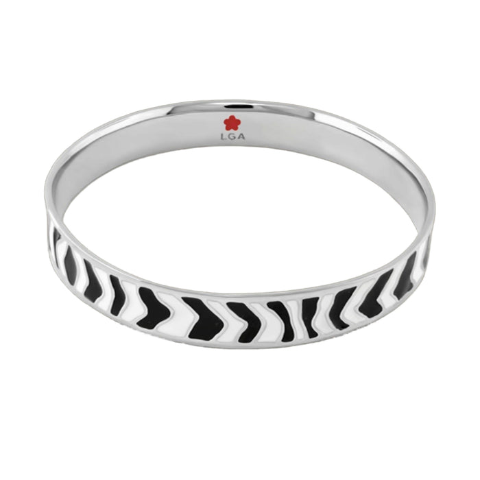 Animal Paradise Rhodium-Plated Zebra Print Bangle