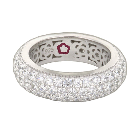 Glamour Pave .925 Ring — Triple-Row Domed Band