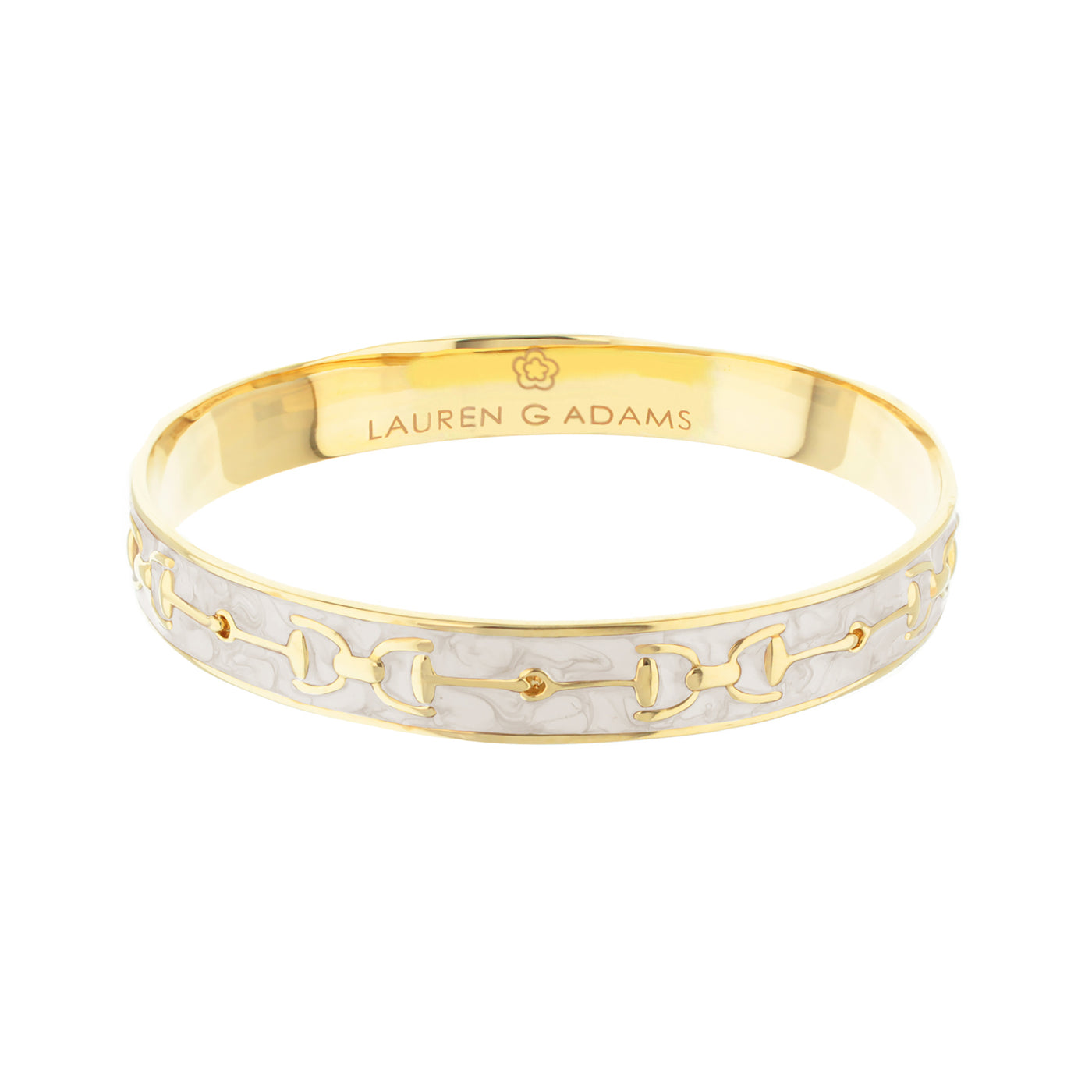 Equestrian Stirrup Bangle — Pearl White