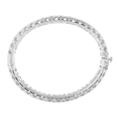 Rhodium-plated brass Tic Tac stackable bangle with cubic zirconia accents
