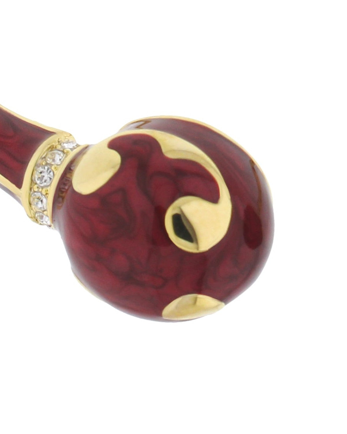 Deep Port enamel up close — hand-brushed marbling on a gold bangle