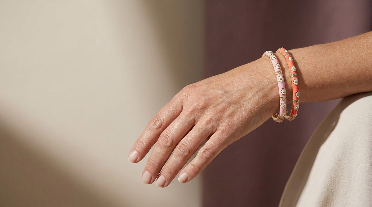 Hand-painted enamel jewelry, brushed on by hand, layer over layer