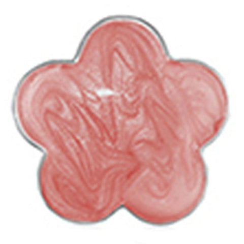 Pink marbled enamel daisies, magnified