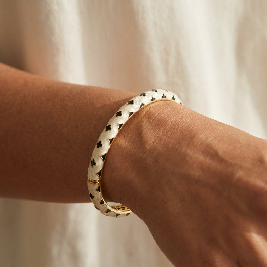 Art Deco Stackable Bangle worn
