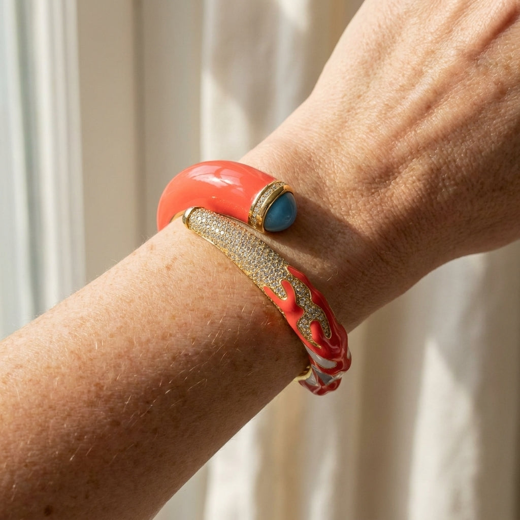 Pretty Little Things Coral Bangle worn