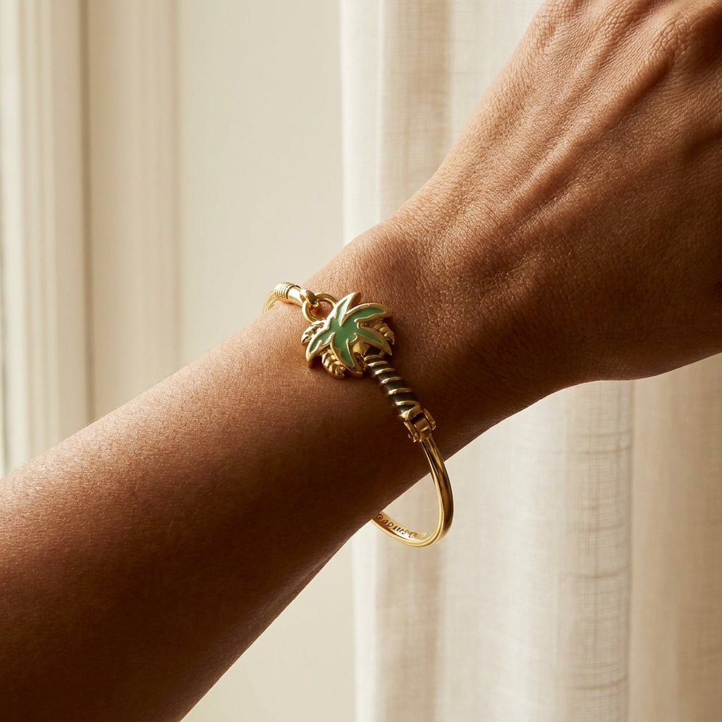 Eau Palm Tree Bangle worn
