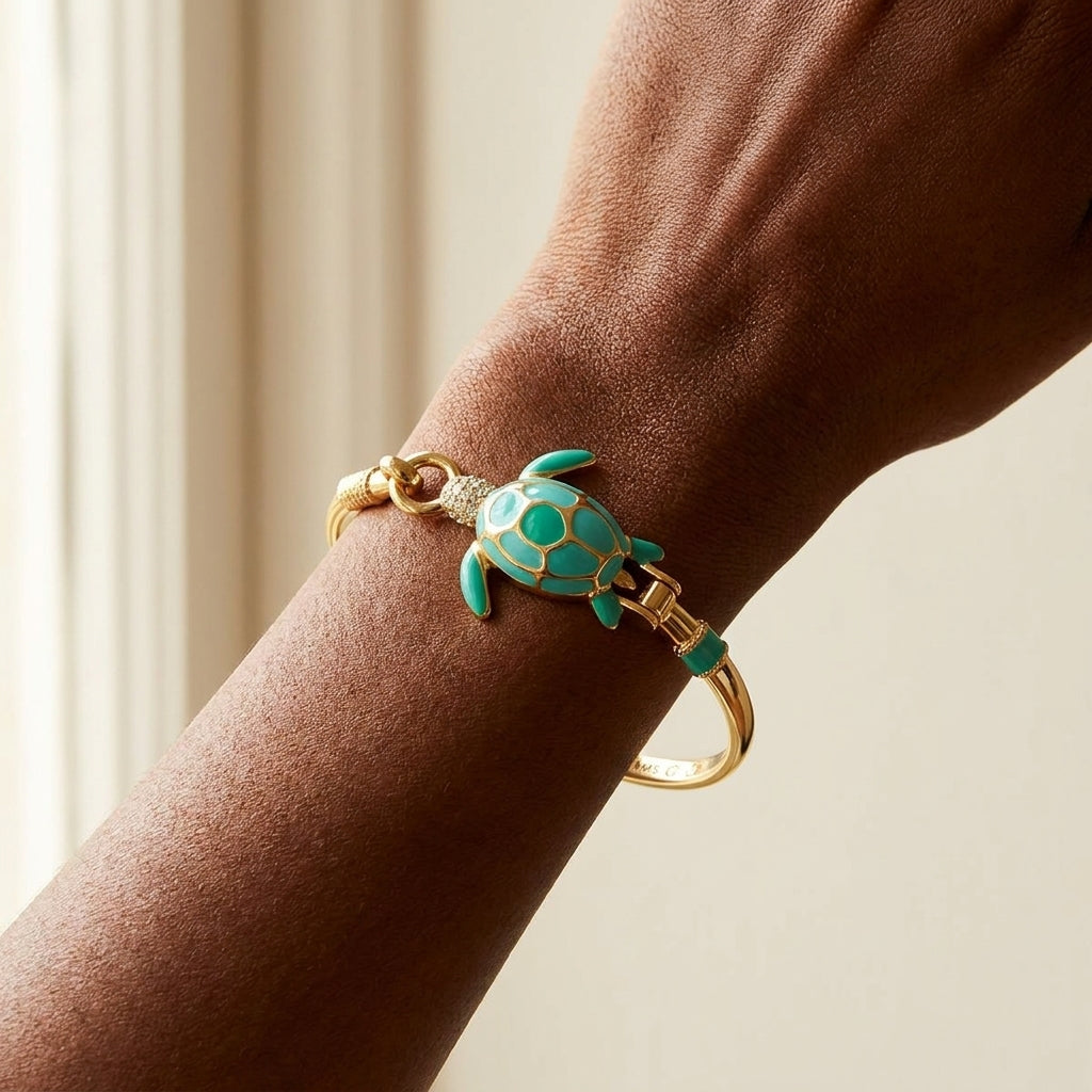 Eau Turtle Bangle worn