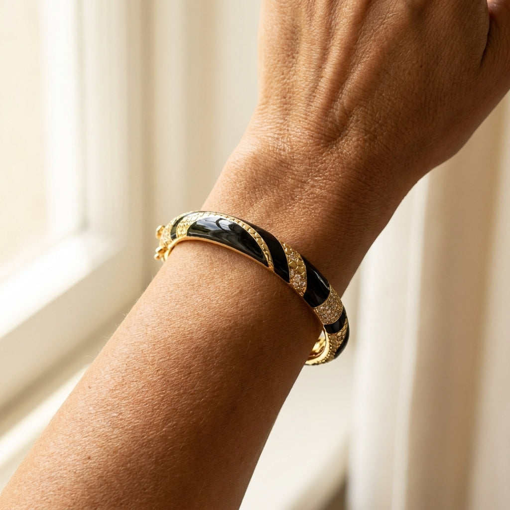 Beehive Bangle worn