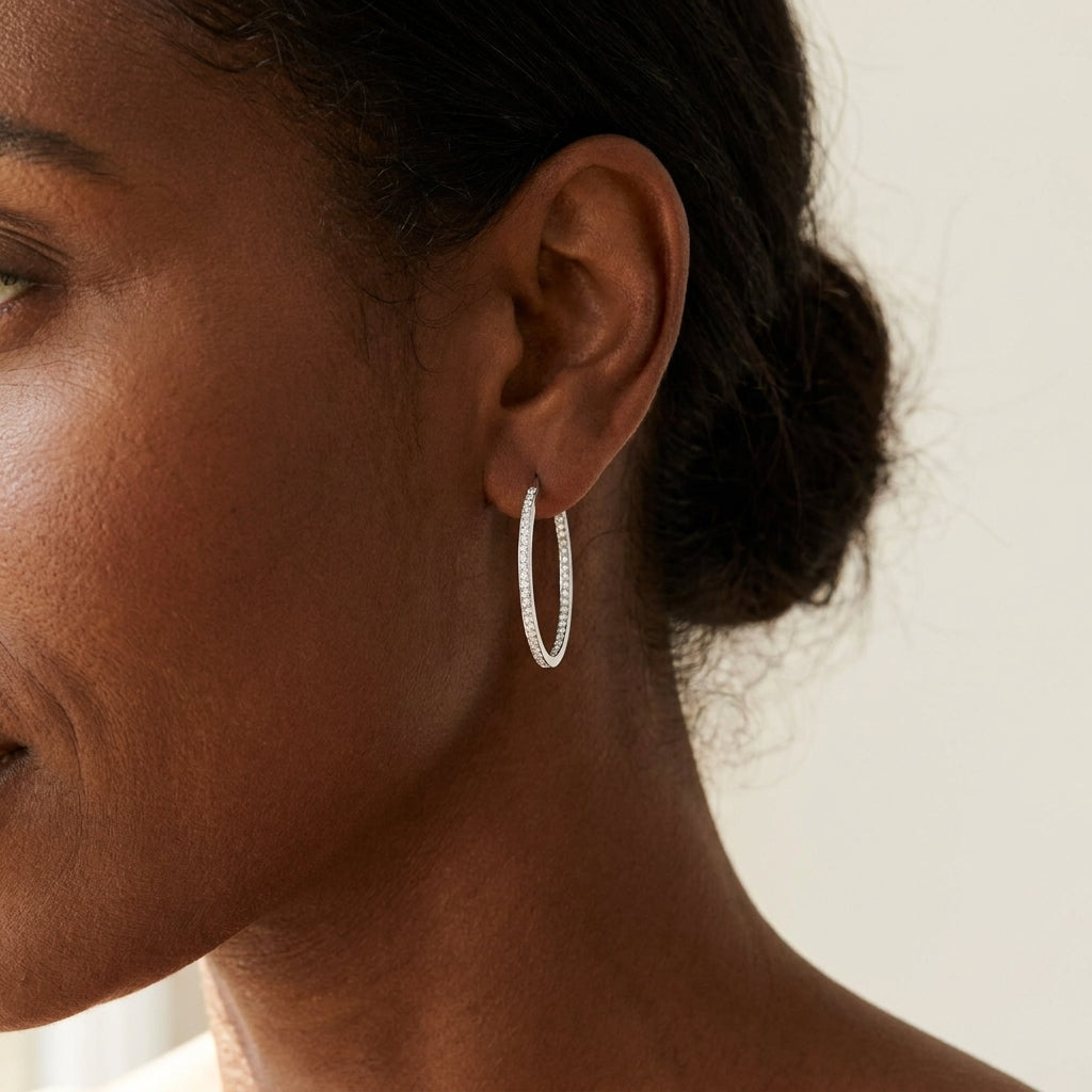 Pave Hoop Earrings worn