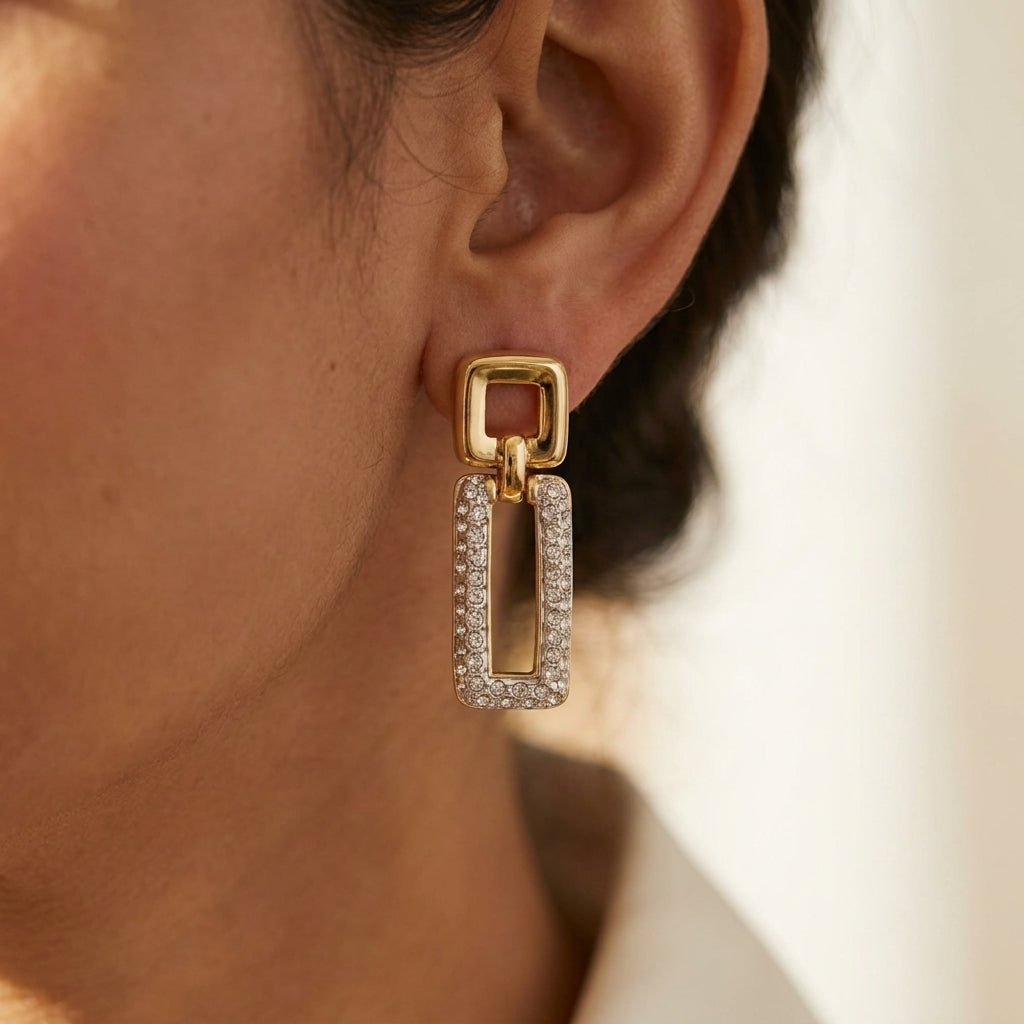 Lga Rectangle Earrings worn