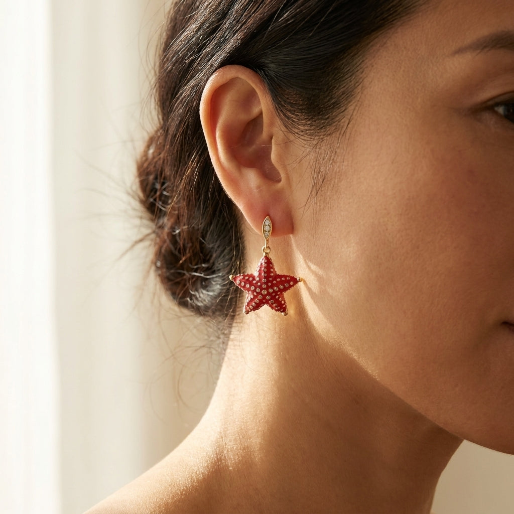 Eau Starfish Earringss worn