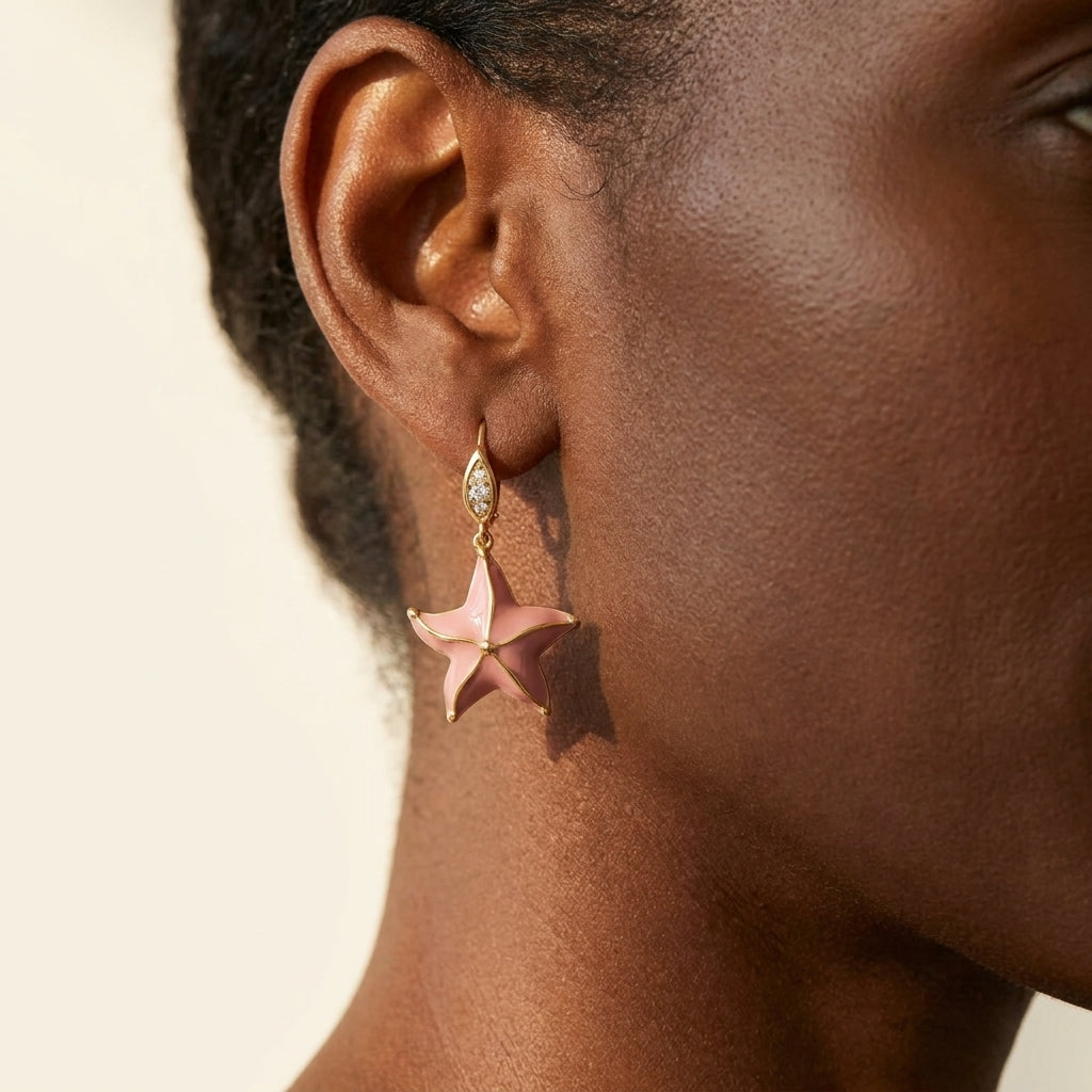 Eau Starfish Earrings worn