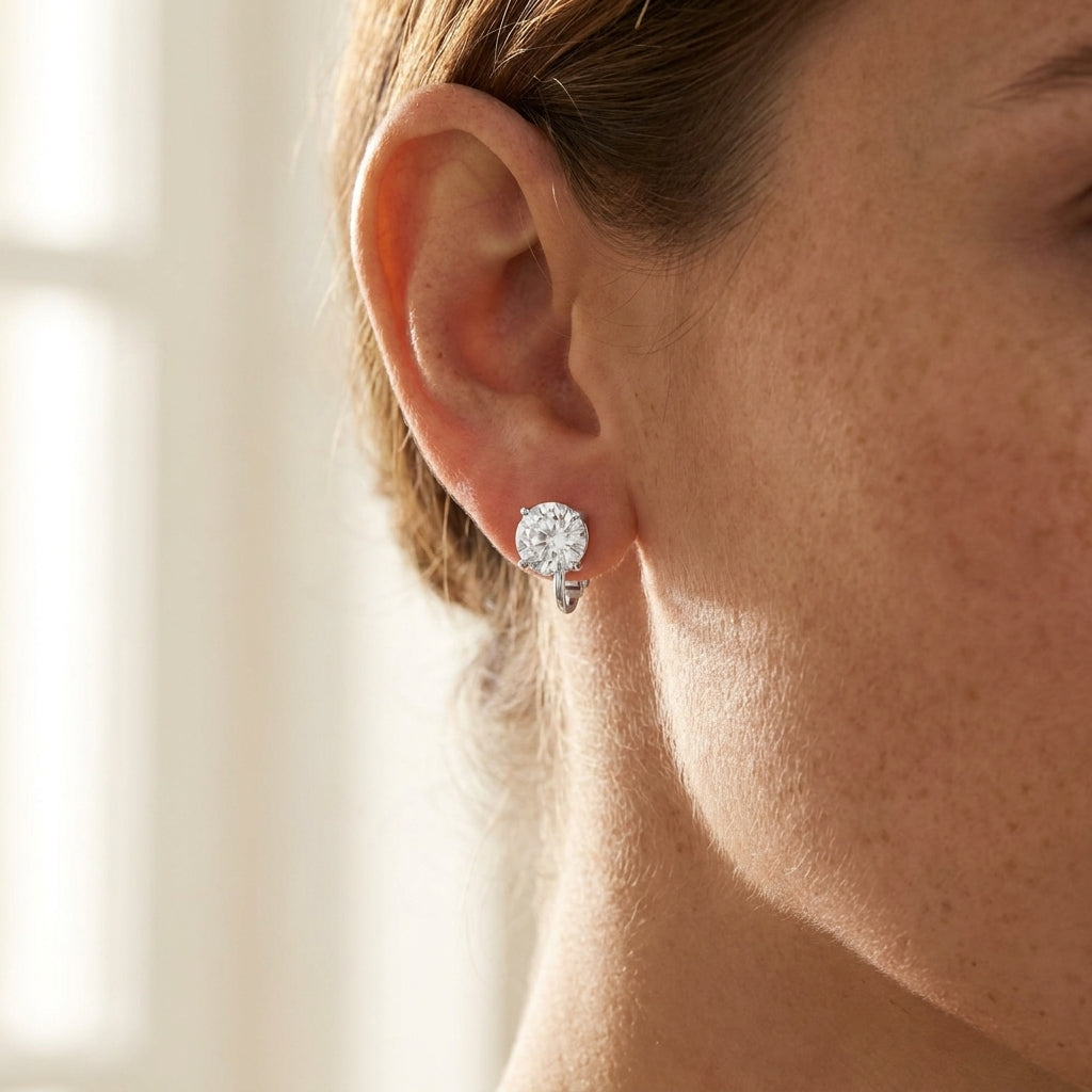 925 Clip On Earrings worn