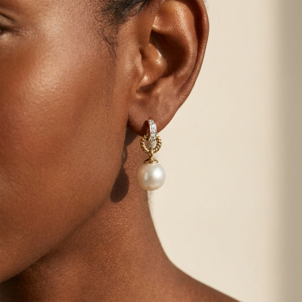 925 Vintage Pearl Earrings worn