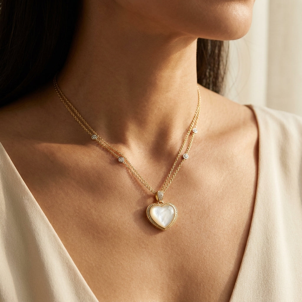 Pave Love Necklace worn