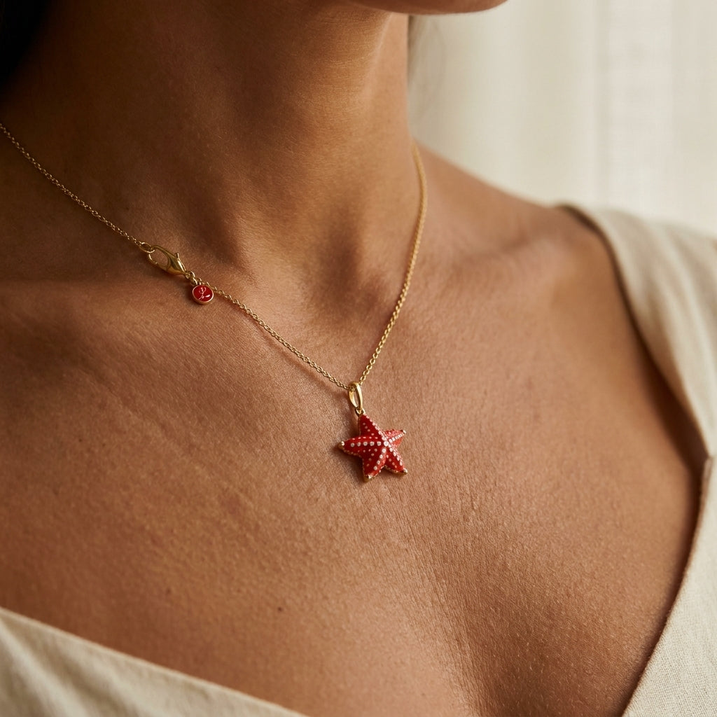 Eau Starfish Pendant worn