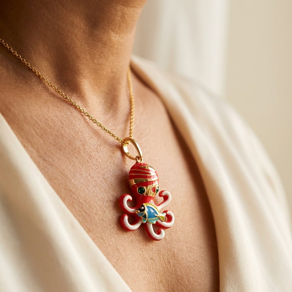 Eau Octopus Pendant worn