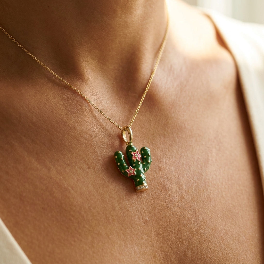 Eau Cactus Necklace worn