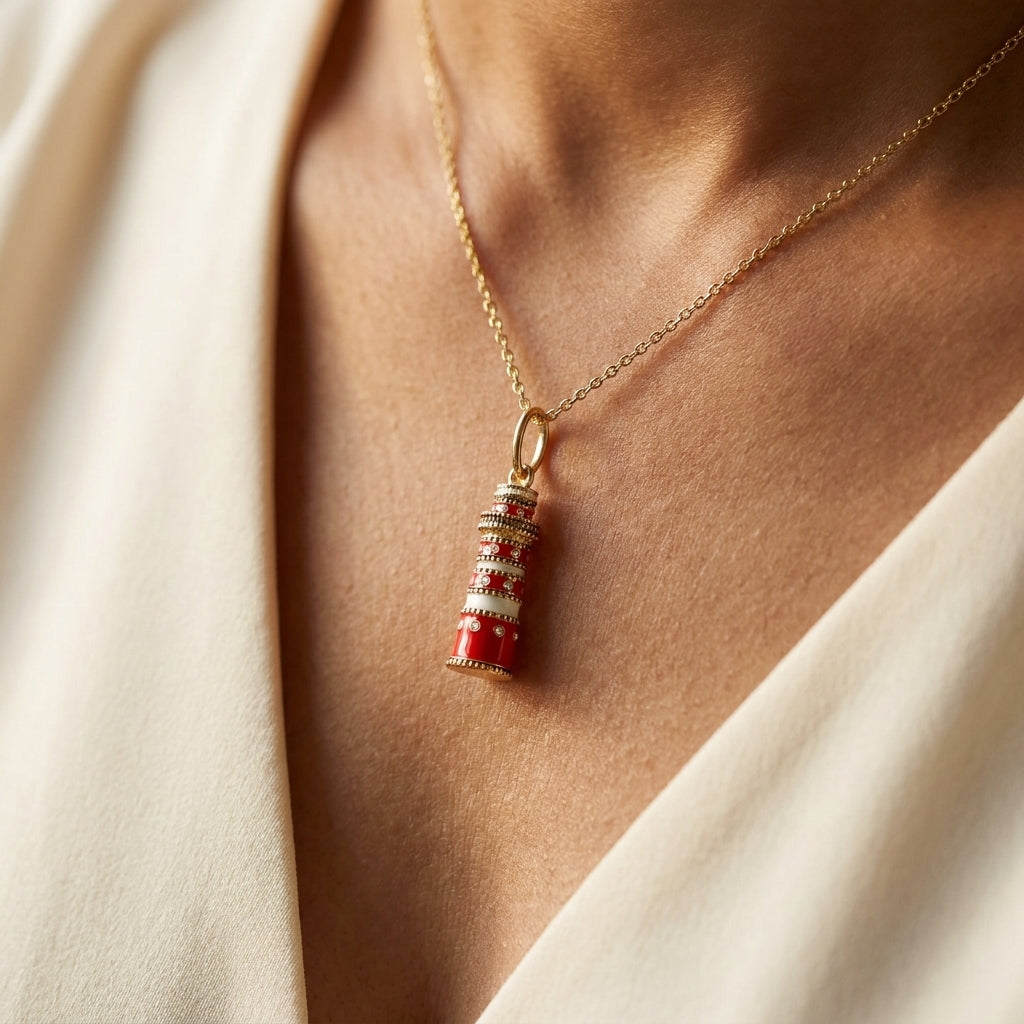 Eau Lighthouse Pendant worn