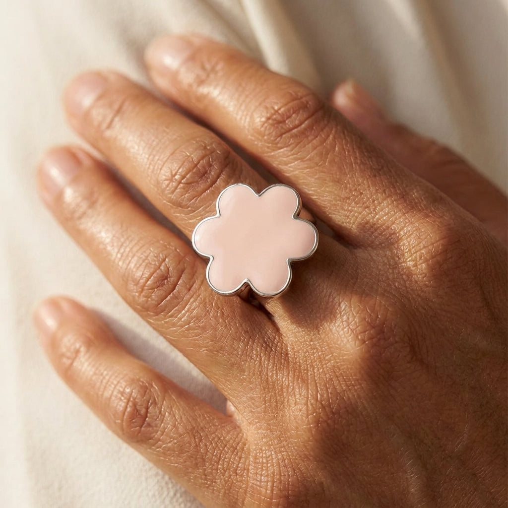 Daisy Flower Ring worn