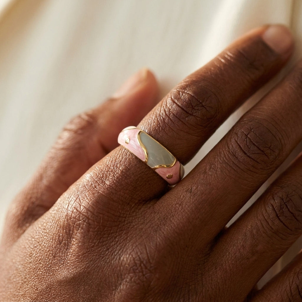 Earth Wind Stackable Ring worn