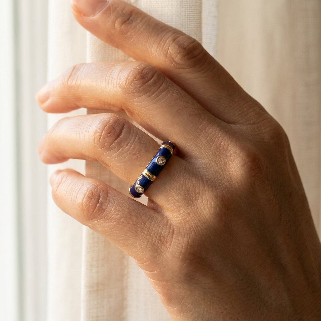 Tiny Dots Stackable Ring worn