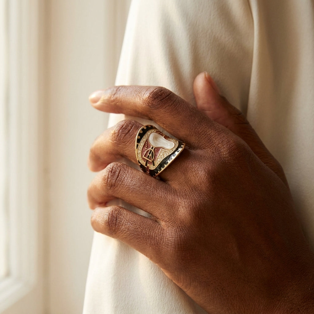 Equestrian Saddle Ring worn