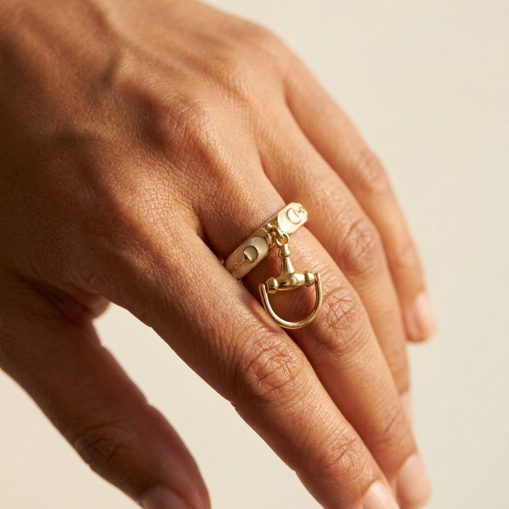 Equestrian Stirrup Ring worn