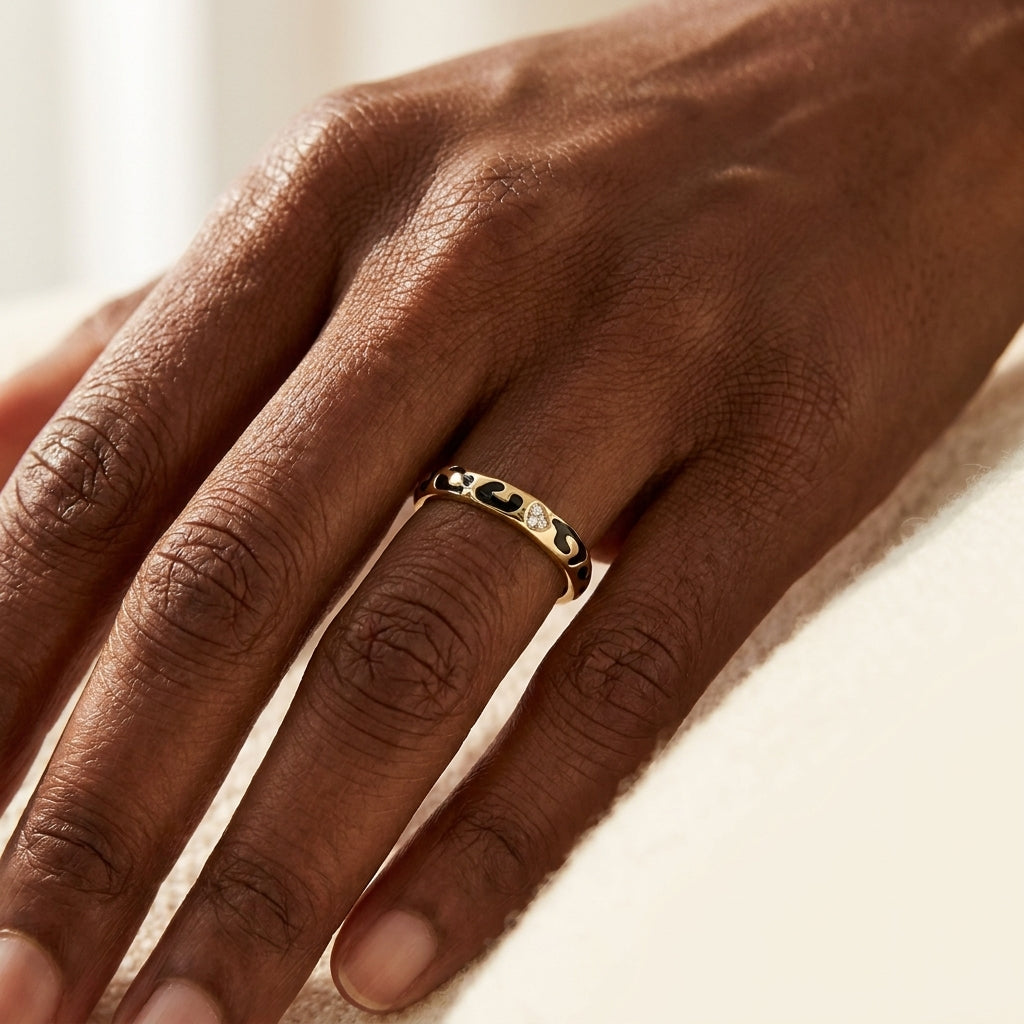 Sweet Leopard Stackable Ring worn