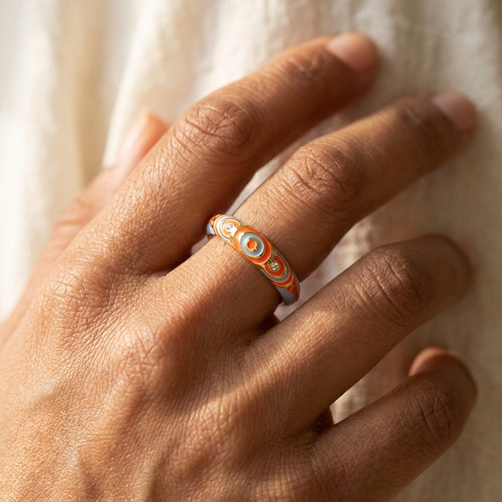 Petit Gateau Stackable Ring worn
